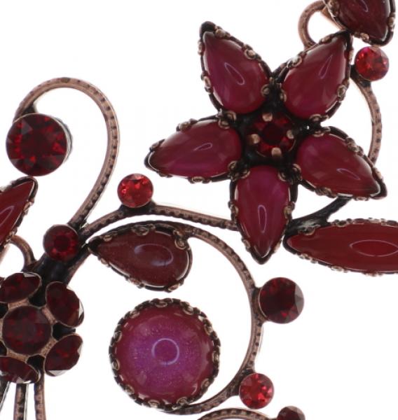Twisted Flowers necklace in red/antique copper (large) - Konplott